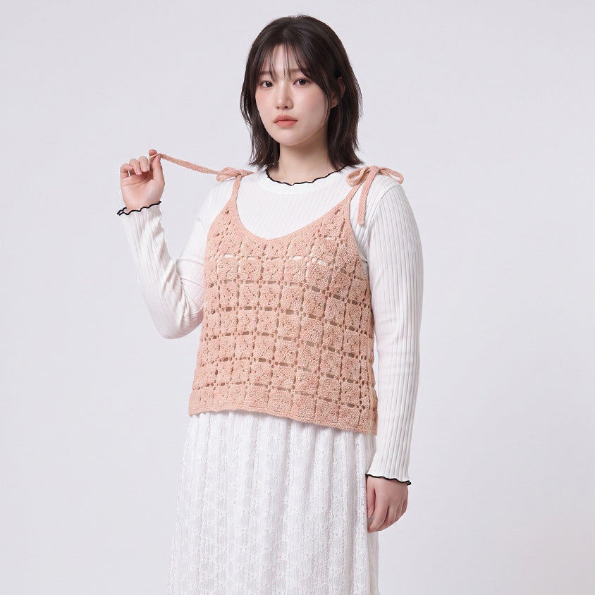 Japanese-Inspired Crochet Grid Plus Size Vest