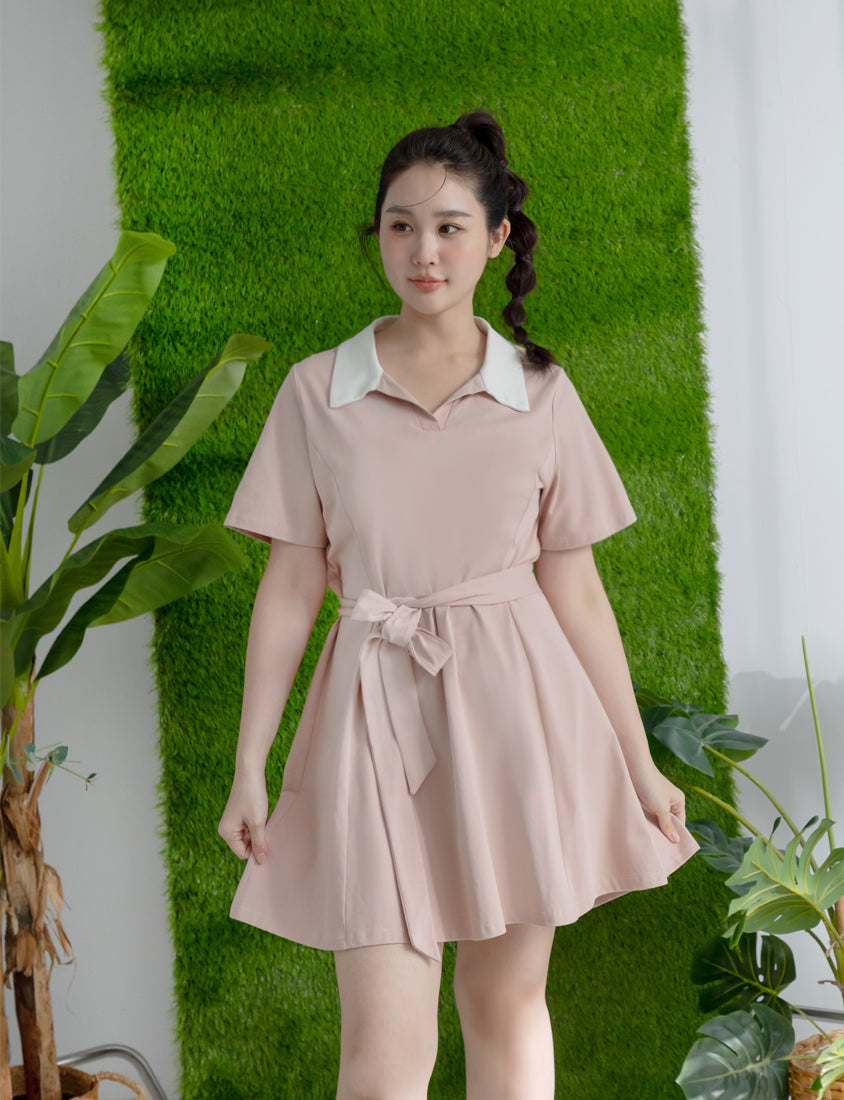 Instant Icy Cooling Collar Plus Size Mini Dress (With Waist Belt)