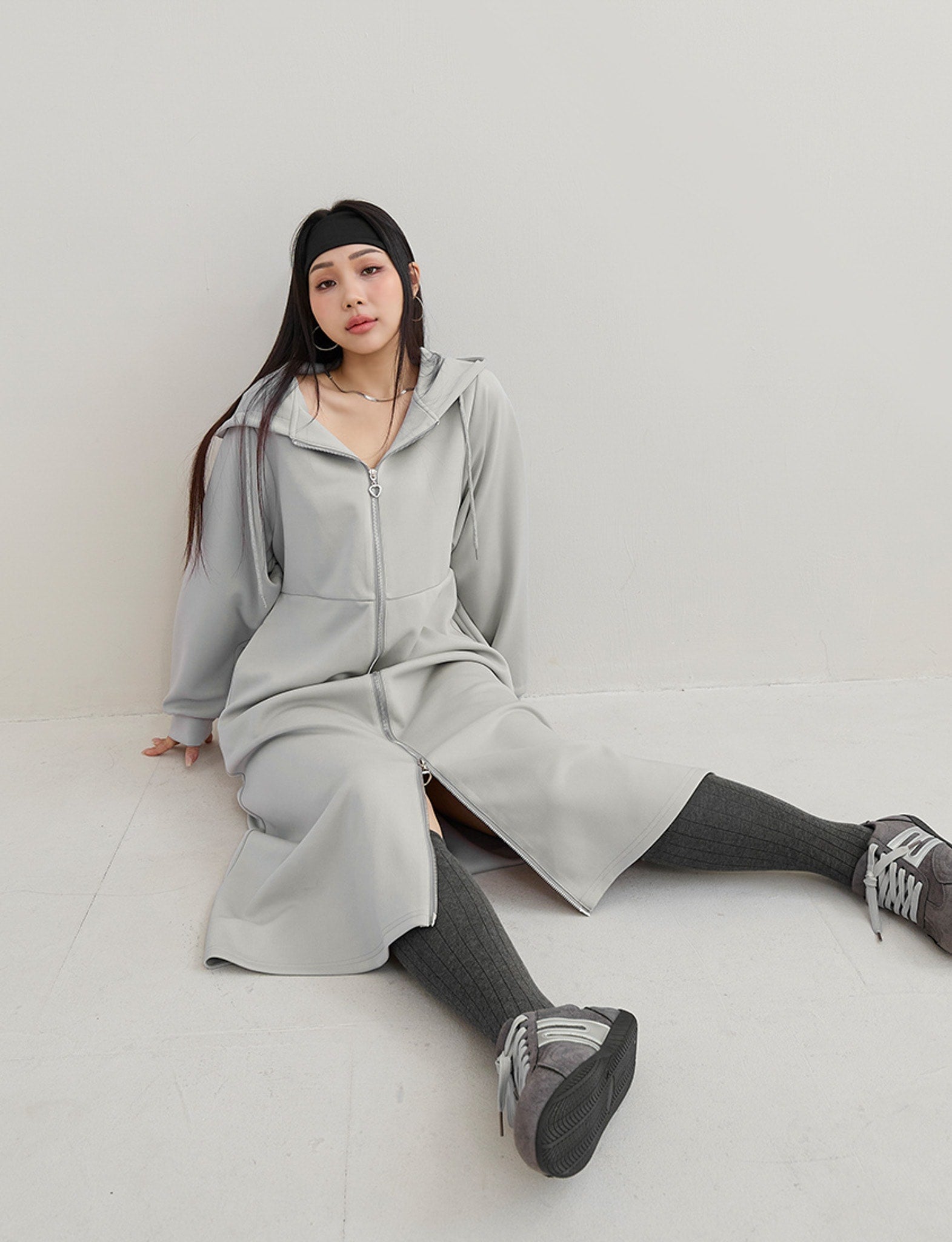 MUA! Heart Double-Zip Plus Size Hooded Maxi Dress