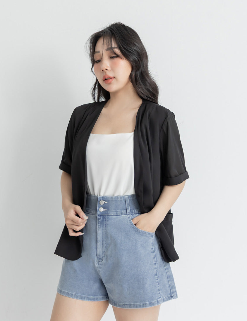 MISS. Sheer Chiffon Tailored Plus Size Blazer