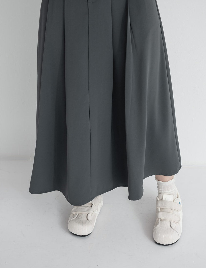 High Waist Double Button Pleated Chiffon Plus Size Skirt