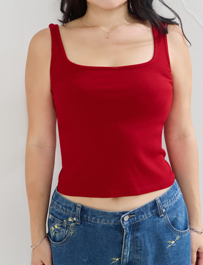 MUA! Sexy Open-Back Square Neck Plus Size Tank Top