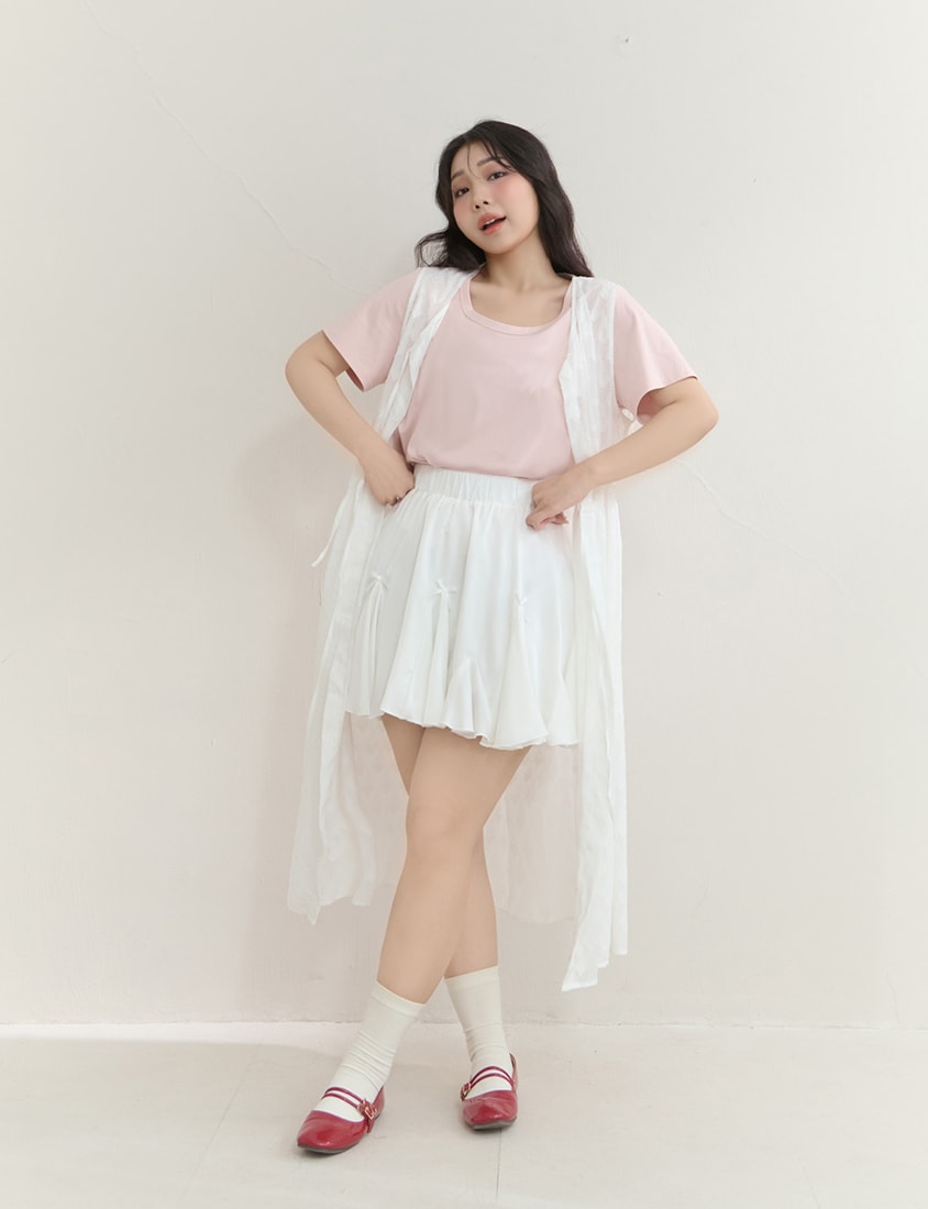 All-Over Heart Jacquard Plus Size Long Camisole Vest