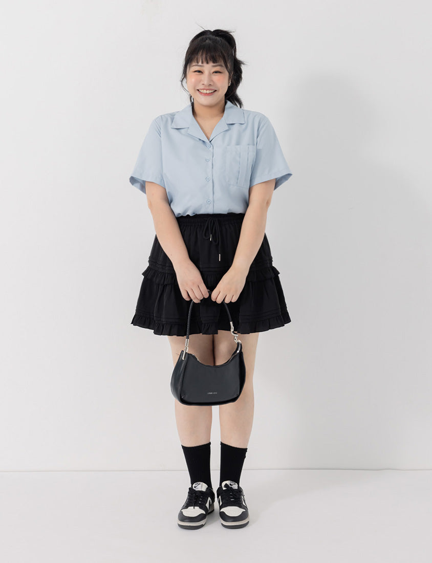 Sweet Tiered Puffy Plus Size Mini Skirt