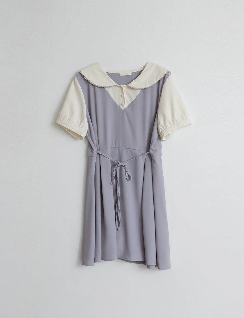 MISS. Preppy Faux Two Piece Collar Plus Size Mini Dress