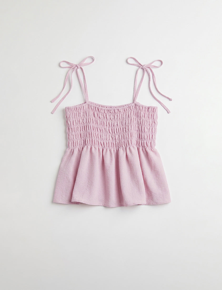 Cute Stretch Crinkled Tie Front Plus Size Layering Cami Vest