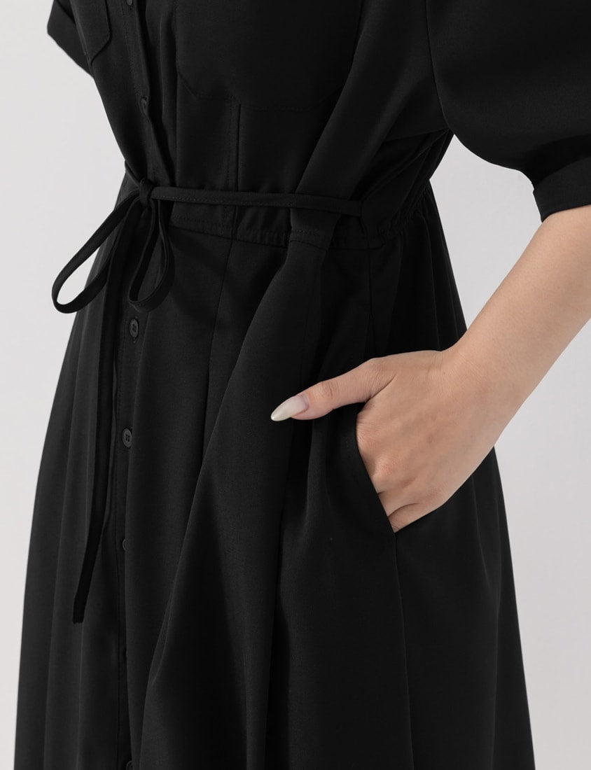 Vintage Japanese Style Button-Up Collar Plus Size Maxi Dress