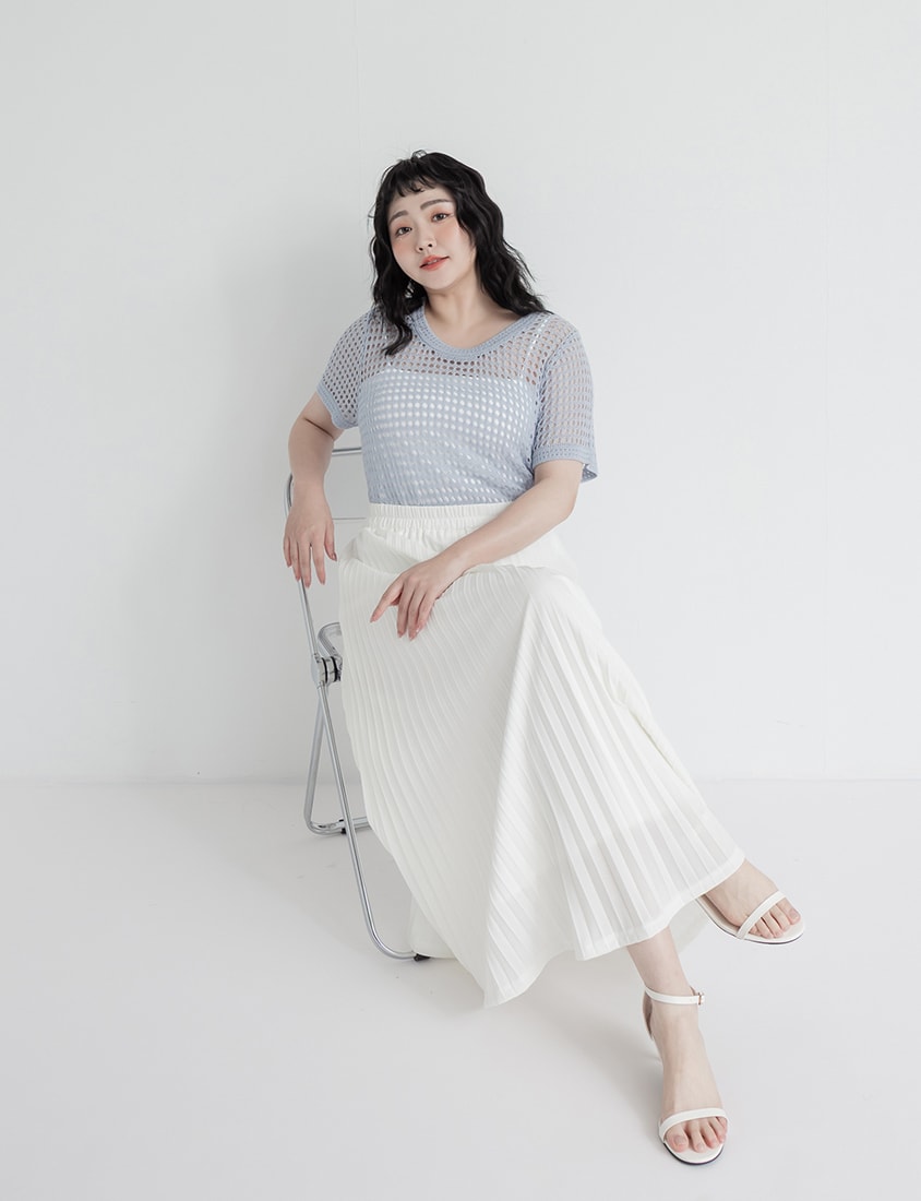 Summer Hollow Knit Short Sleeve Plus Size Top