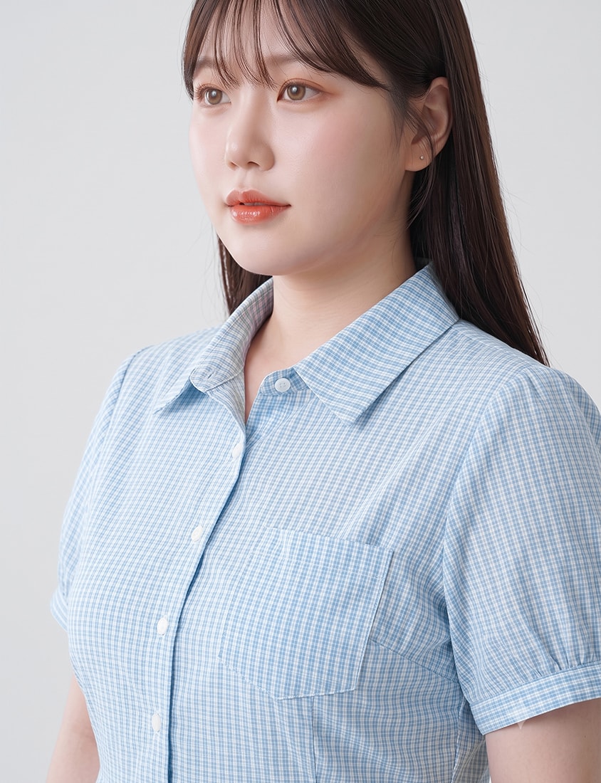 Collared Button-Up Gingham Plus Size Maxi Dress