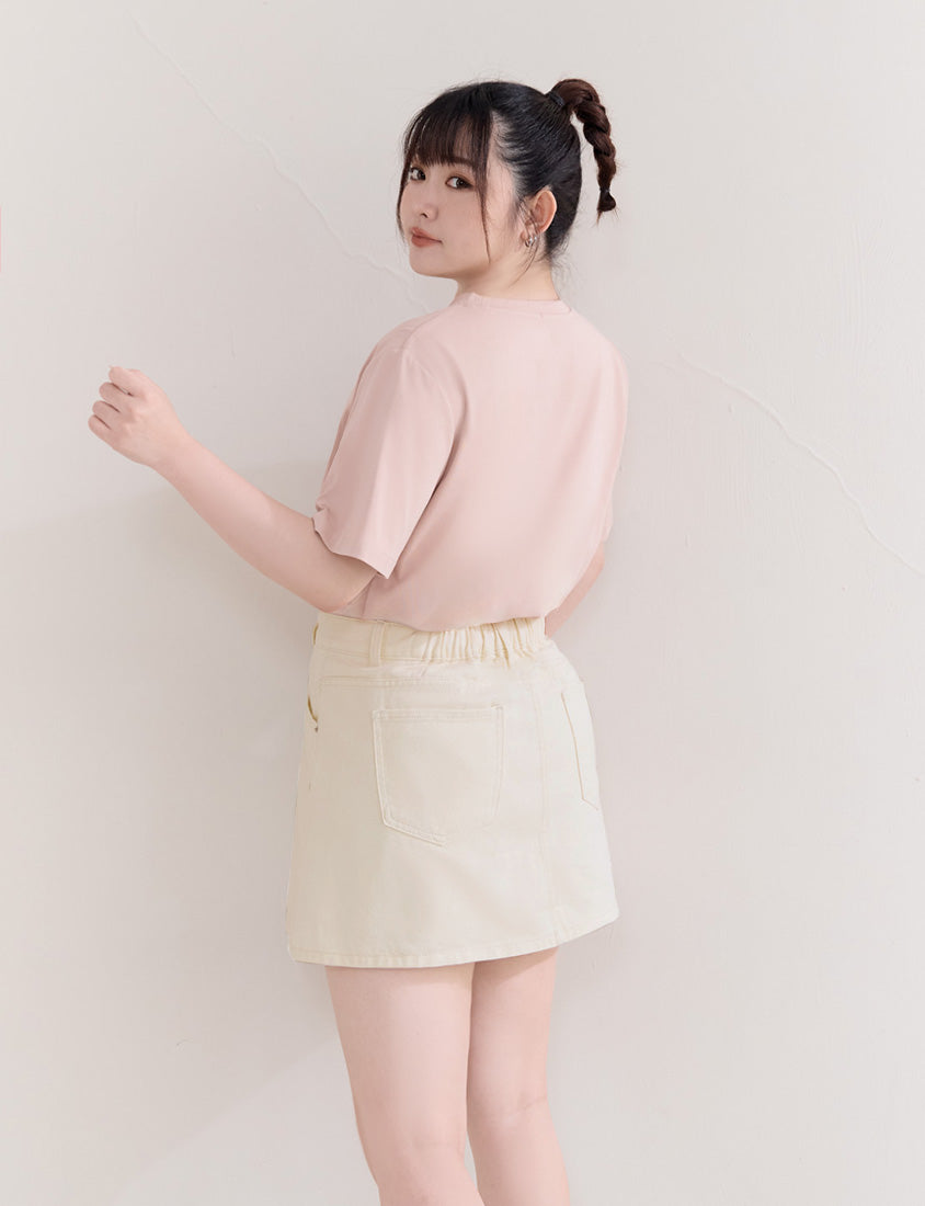 Casual Twill Cotton A-Line Plus Size Mini Skirt