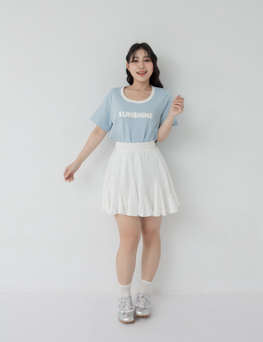 Contrast Fuzzy Embroidery Plus Size Crewneck Tee