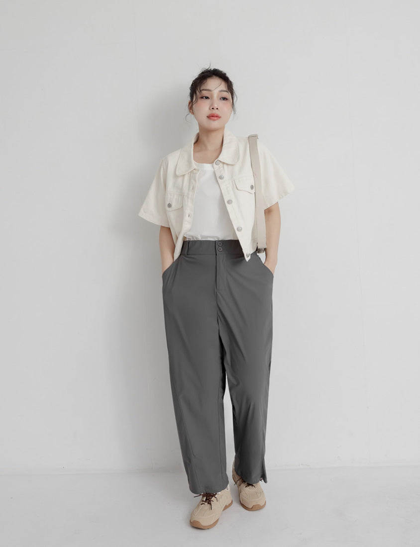 Silky Cool Elastic Back Waist Plus Size Straight Leg Pants
