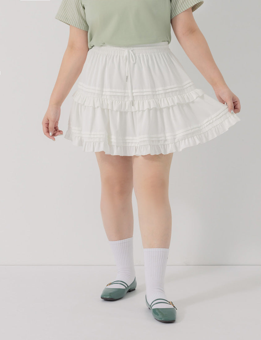 Sweet Tiered Puffy Plus Size Mini Skirt