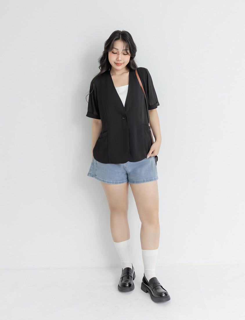 MISS. Sheer Chiffon Tailored Plus Size Blazer