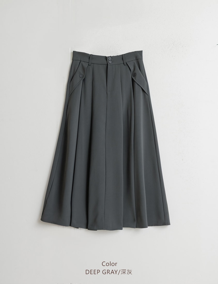 High Waist Double Button Pleated Chiffon Plus Size Skirt
