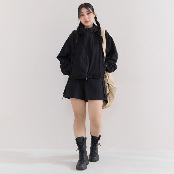 Instant Cooling UV-Protection Cropped Utility Hooded Plus Size Jacket