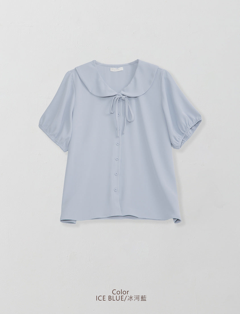 MISS. Silky Cool Wrinkle-Resistant Tie-Front Plus Size Collar Shirt