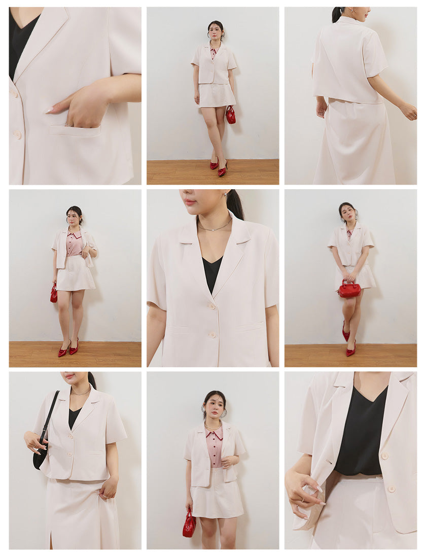 MISS. Silky Cool Cropped Tailored Plus Size Blazer