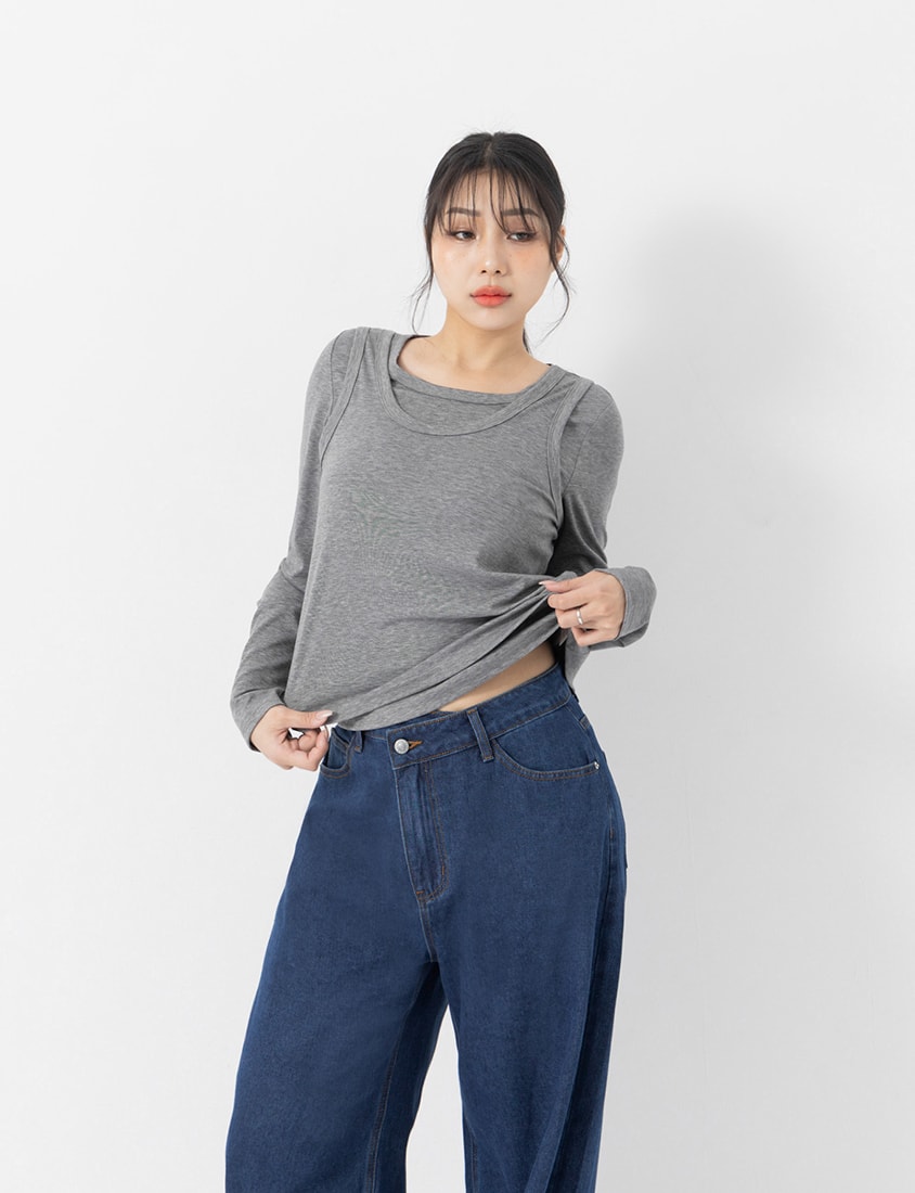 Soft Tencel Wool Plus Size Two-Piece Top (With Inner Top)