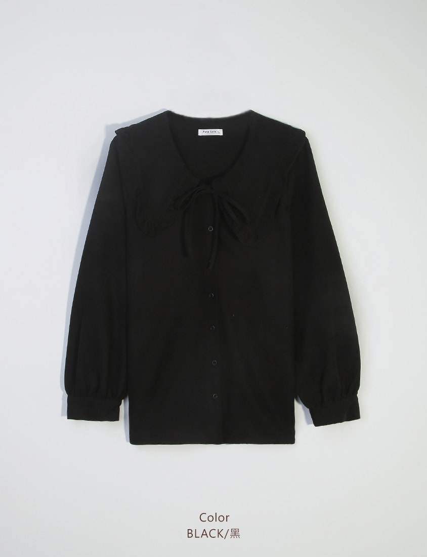 Classic Multi-Color Ruffle Tie Collar Plus Size Shirt