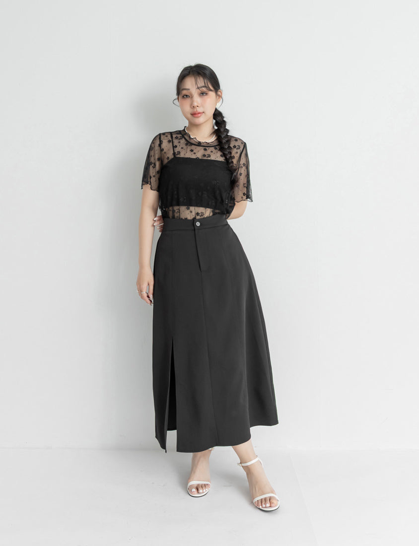 MISS. Sheer Floral Lace Plus Size Top