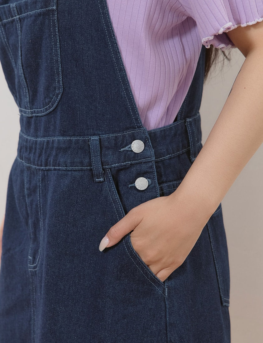 Playful Adjustable Denim Plus Size Overall Skirt