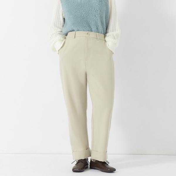 MISS. Boyfriend Style Cropped Cuffed Plus Size Tailored Pants