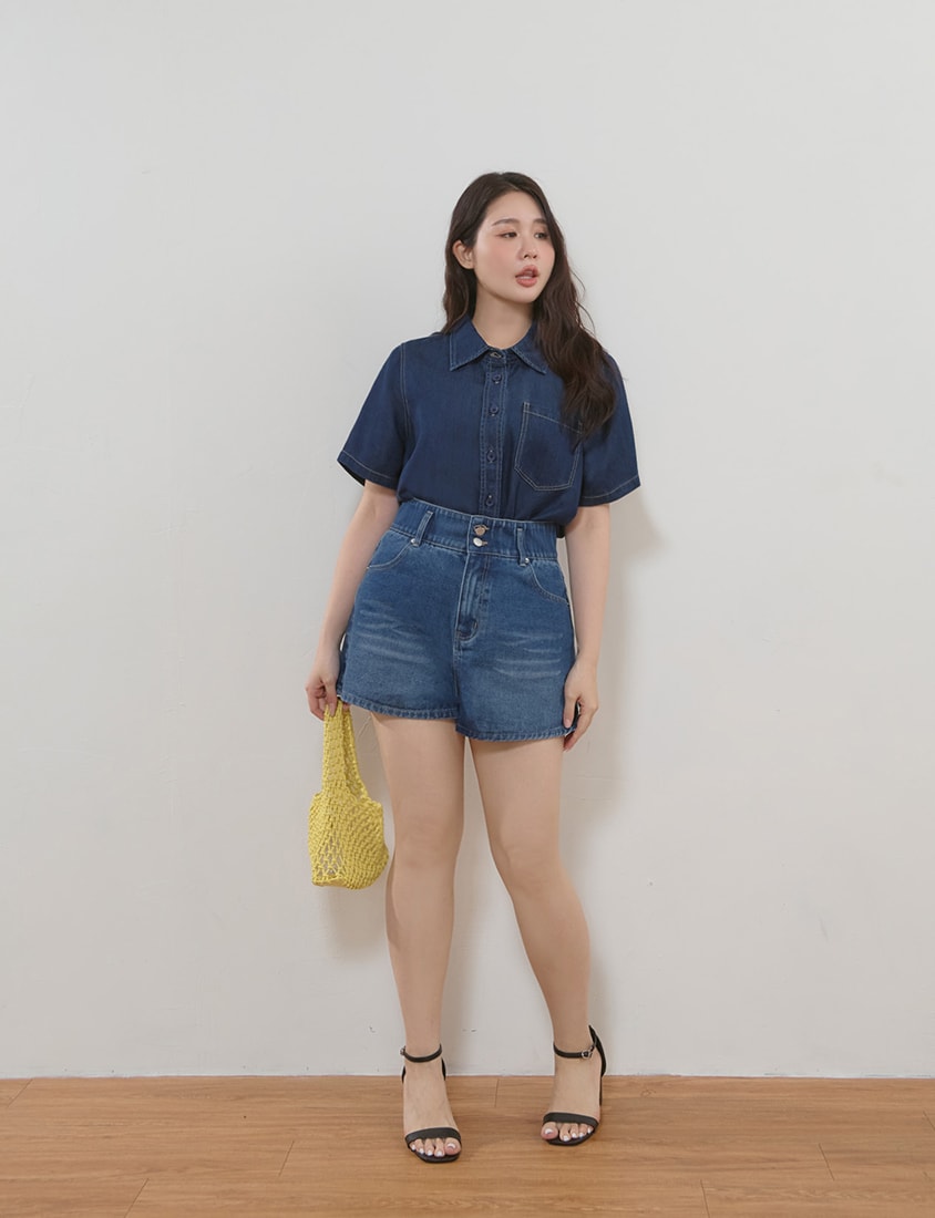 Cooling Tencel Silky Denim Plus Size Shirt