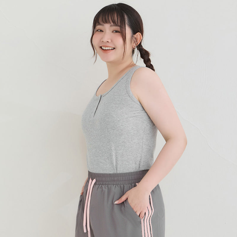 Cooling Lyocell Ribbed Crewneck Plus Size Tank Top