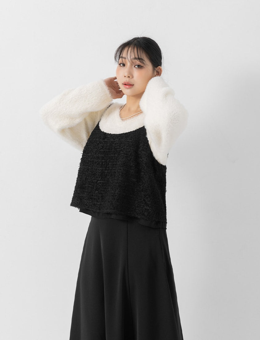 MISS. Adjustable Textured Furry Plus Size Vest