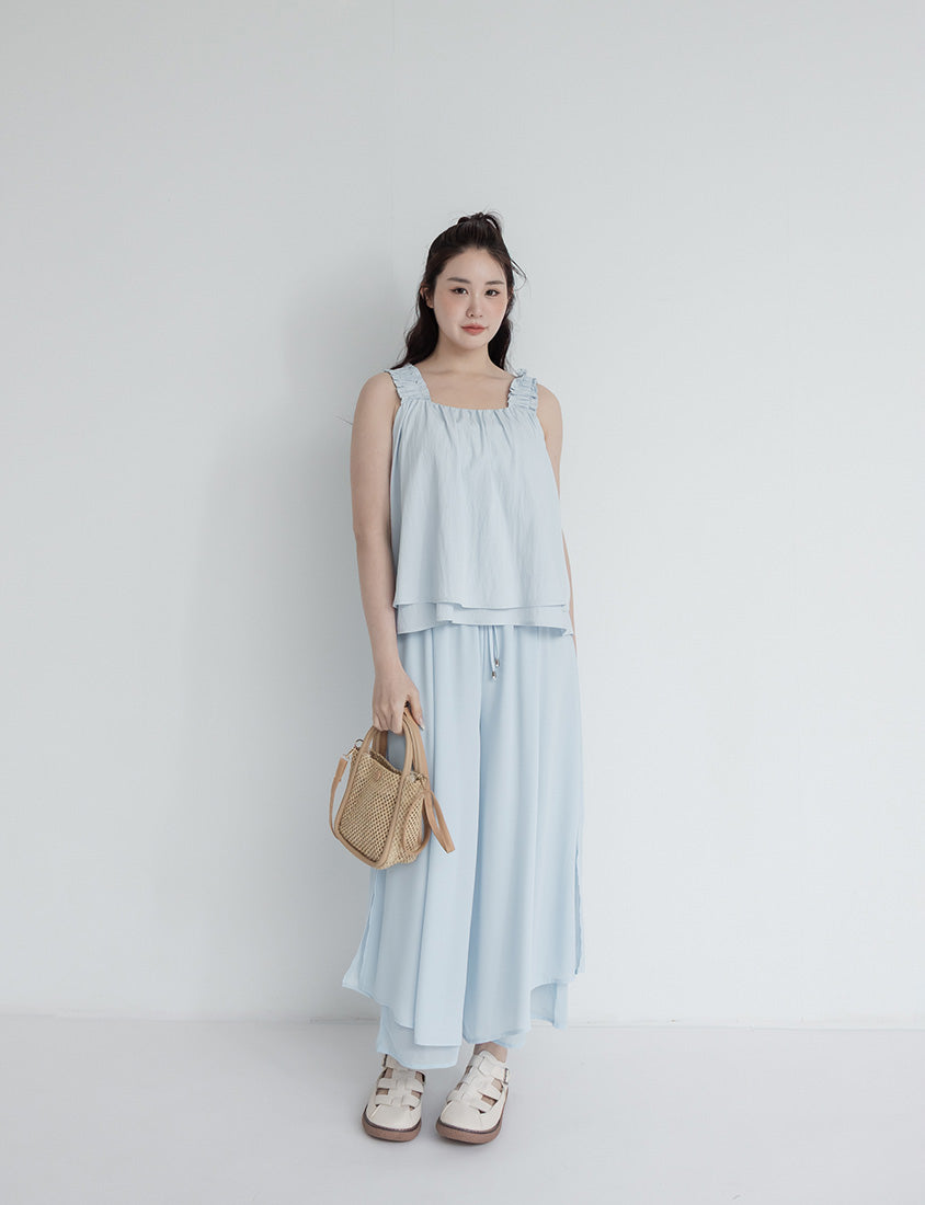 Flowy Layered Chiffon Plus Size Wide Leg Pants