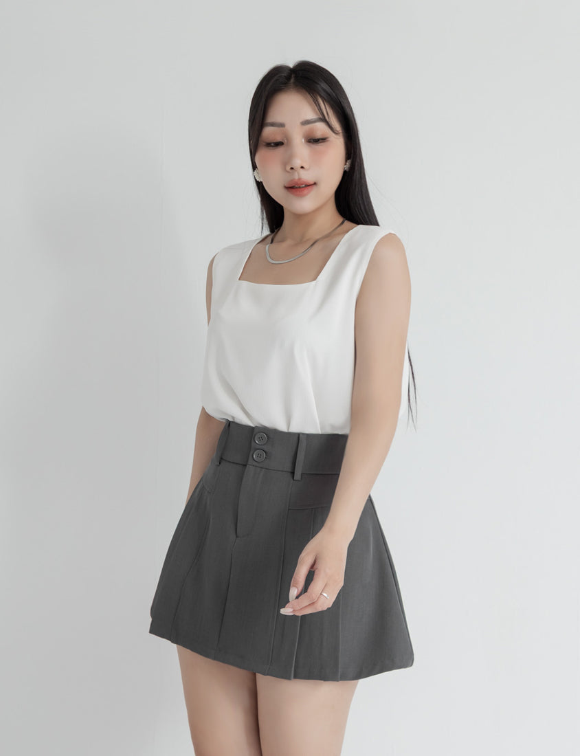 MISS. Textured Crinkle Chiffon Square Neck Plus Size Tank Top