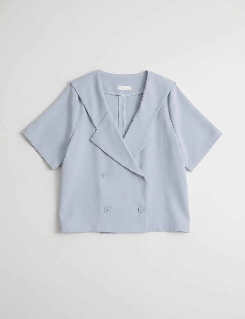 MISS. Silky Cooling Sailor Collar Plus Size Blazer