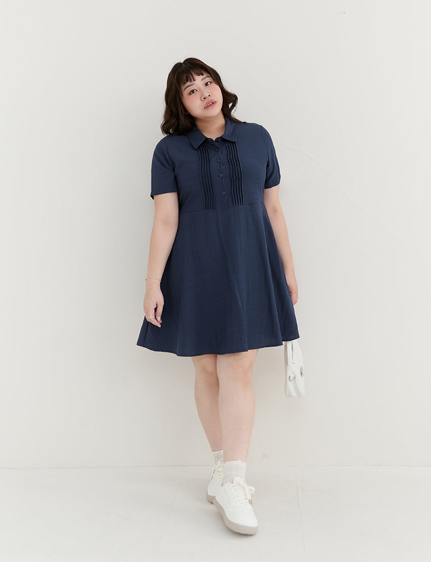 Casual Skin-Friendly Pleated Plus Size Mini Dress