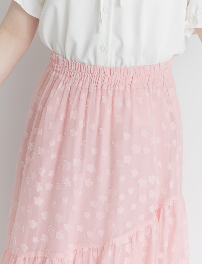 Japanese Floral Jacquard Tiered Plus Size Maxi Skirt