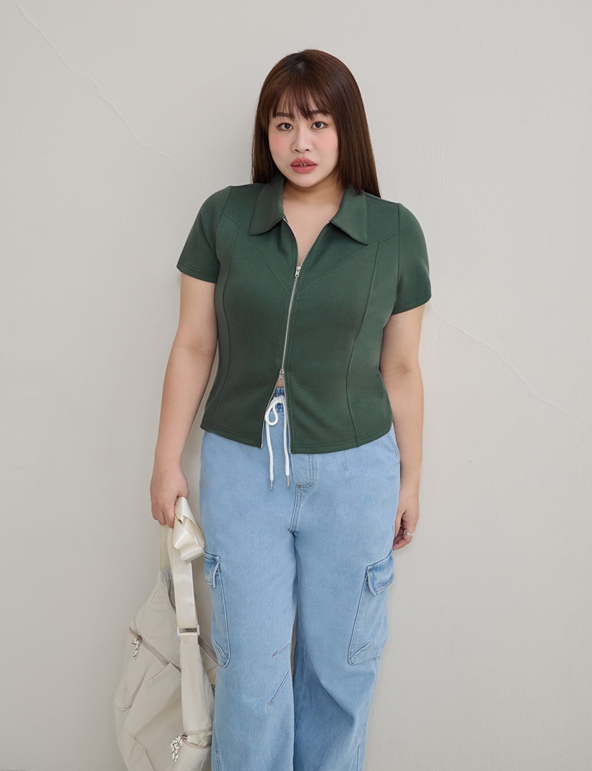 Instant Cool Cloud Cotton Double Zip Plus Size Shirt