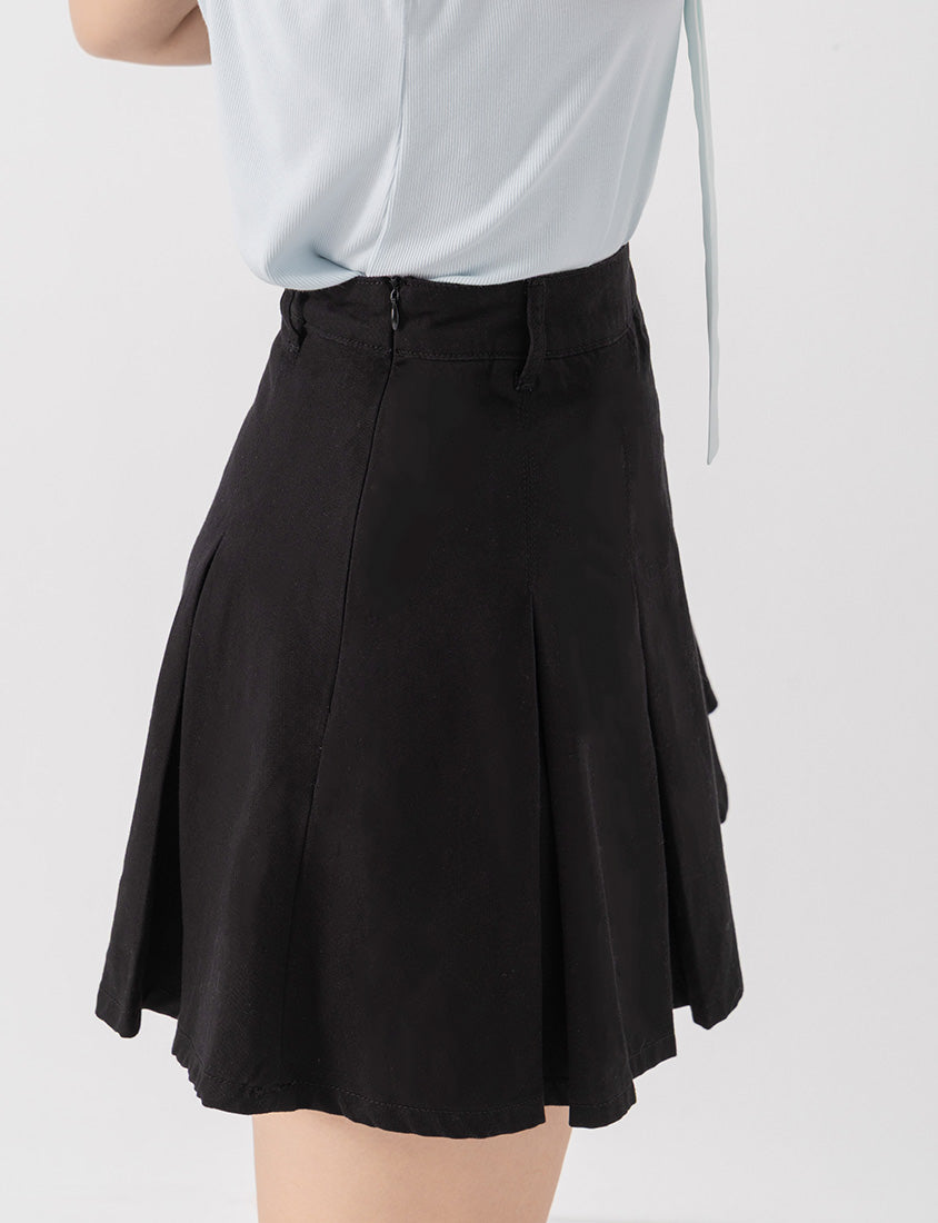 Sweet Summer Twill Pleated Plus Size Mini Skirt