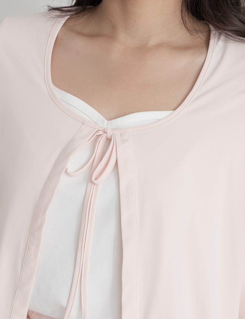 Instant Cooling UV-Protection Cropped Ruffle Trim Plus Size Cover Up