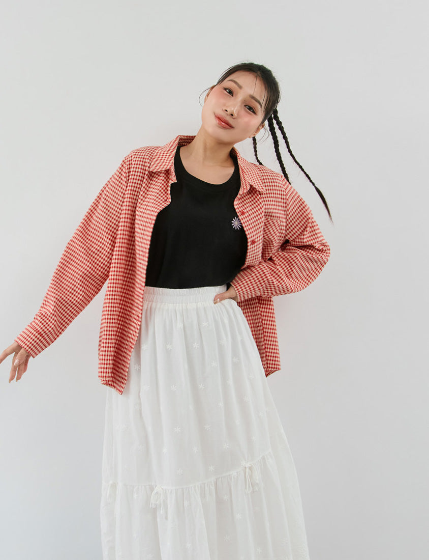 Heavyweight Floral Embroidery Plus Size Crewneck Tee