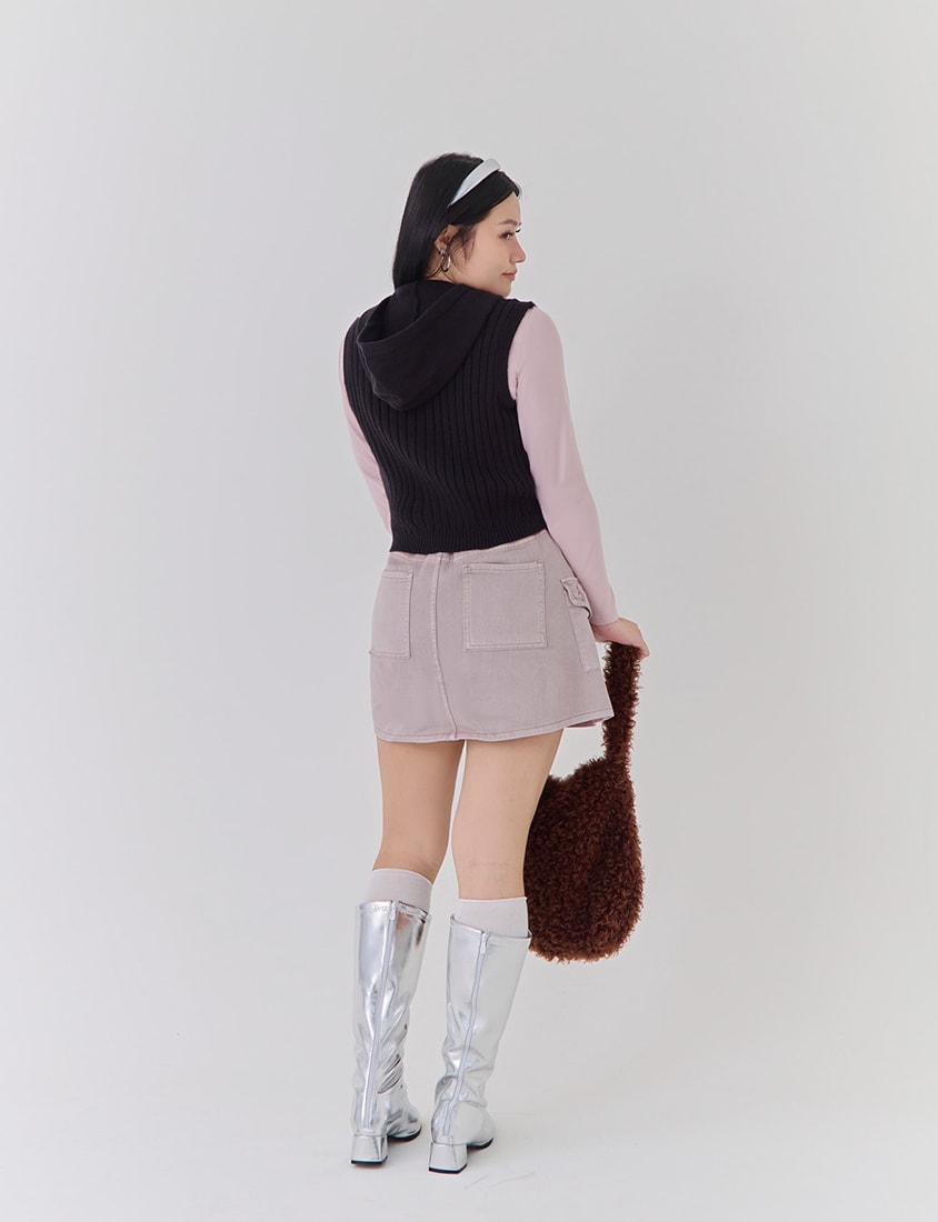 Double-Zip Hooded Plus Size Knit Vest
