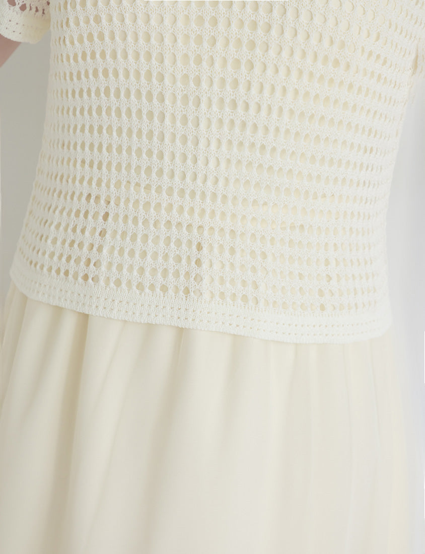 Summer Hollow Knit Short Sleeve Plus Size Top