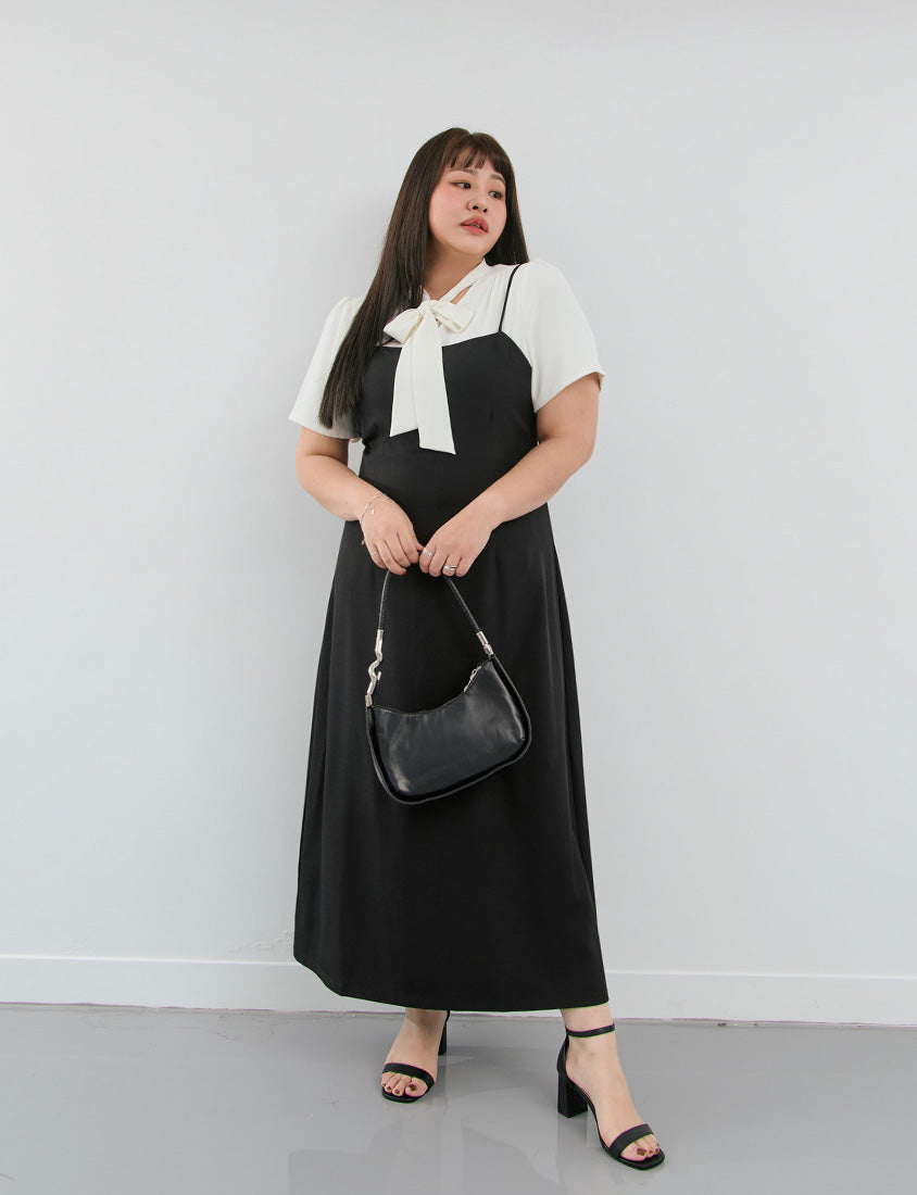 MISS. Korean Style Adjustable Strap Back Slit Plus Size Maxi Dress