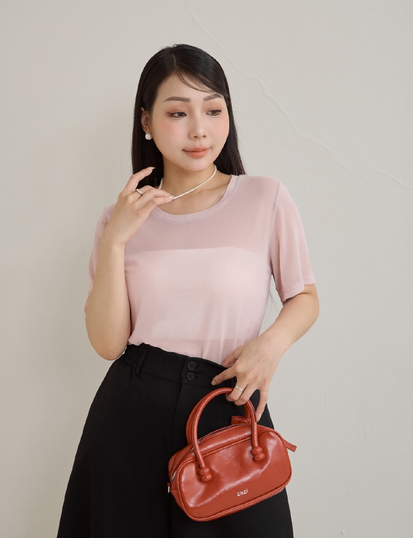 MISS. Casual Sheer Crewneck Plus Size Top