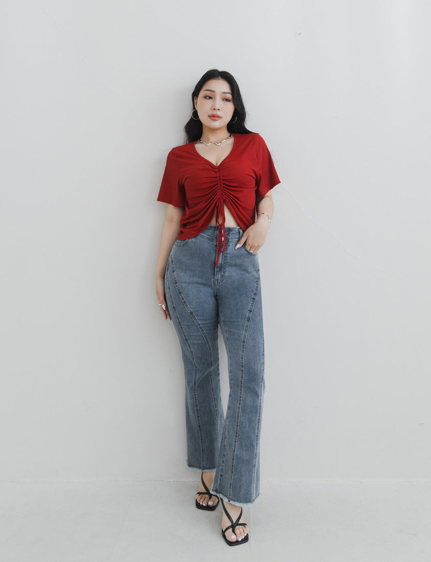 MUA! Silky Cool-Girl Ruched Plus Size Short Sleeve Top