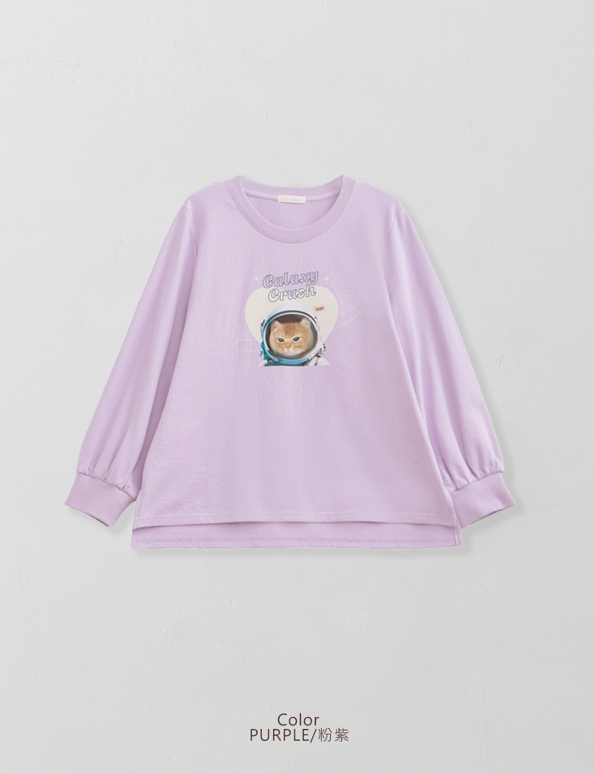 Spacesuit Cover Cat Graphic Plus Size Sweater (Unisex) (MIND.A.DAY Collaboration)