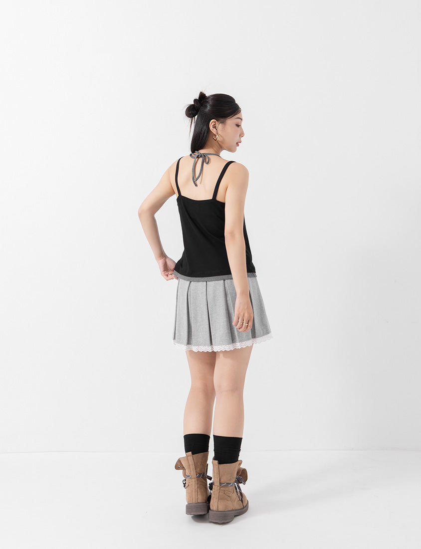 MUA! Contrast Faux Two Piece Button Front Plus Size Tank Top