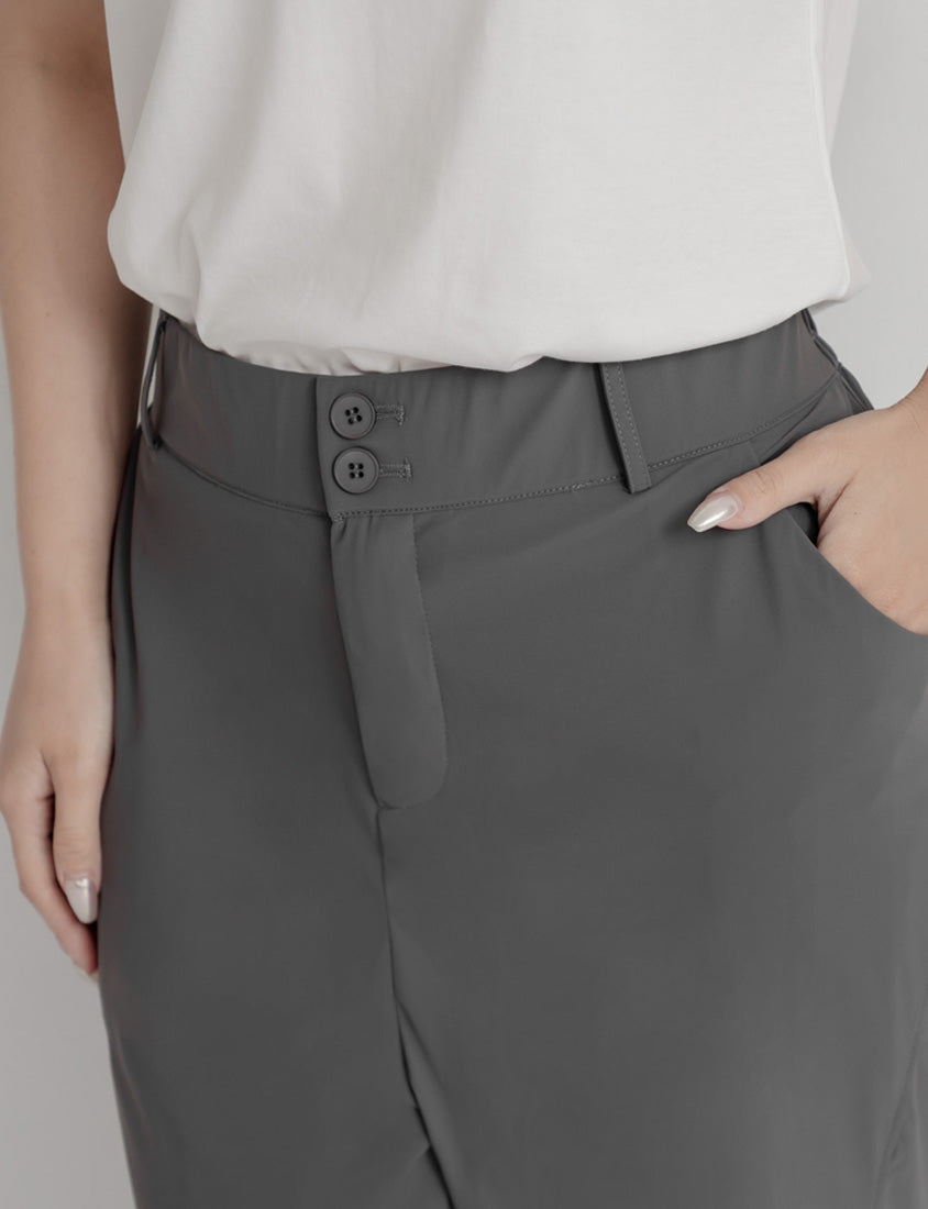 Silky Cool Elastic Back Waist Plus Size Straight Leg Pants