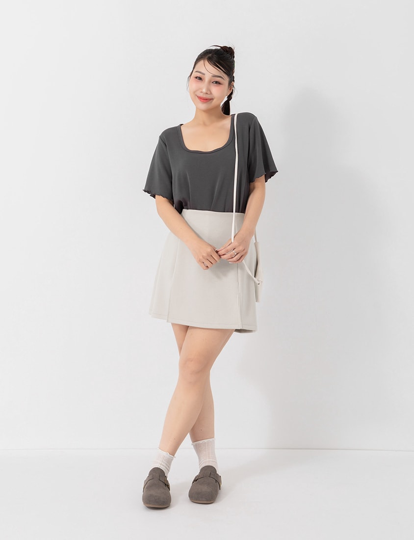 Cloud Cotton A-line Slit Plus Size Skort
