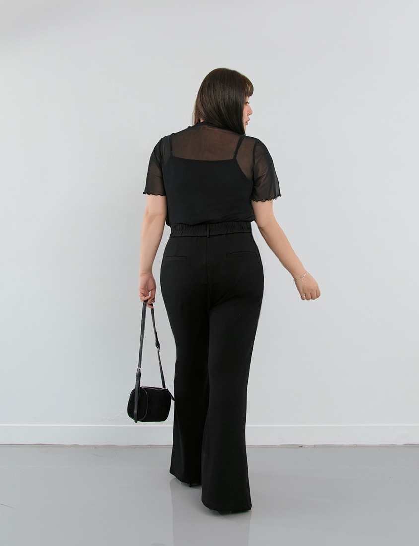 MISS. Apple-Shaped Friendly! Perfect Fit Slit Plus Size Flare Tailored Pants