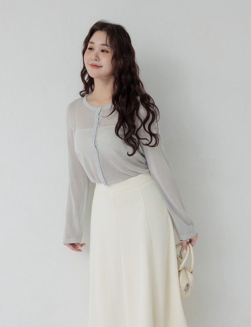 MISS. Crew Neck Fine Ice Silk Semi Sheer Plus Size Cover Up